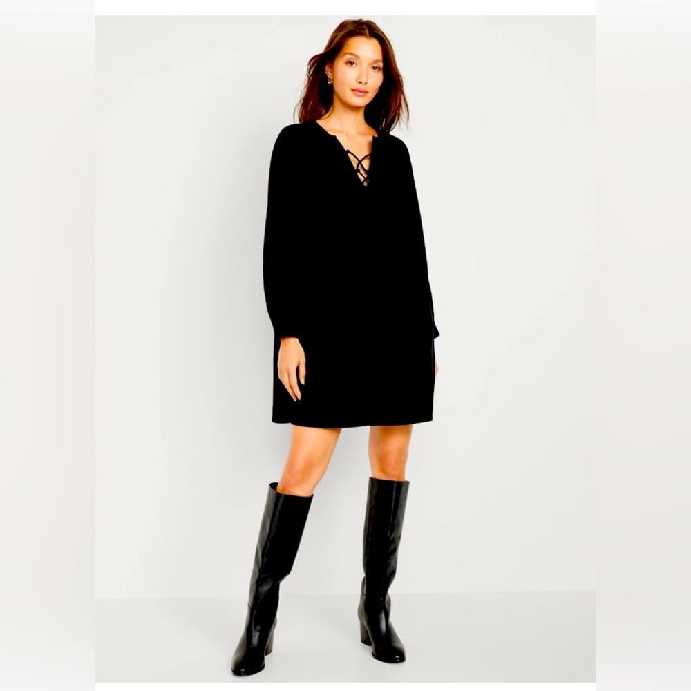 NWT Old Navy Long-Sleeve Black Mini Swing A Line Dress XL